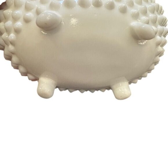 White Hobnail Milk Glass Mini Basket With Handle & Scalloped Edge - Picture 4 of 8